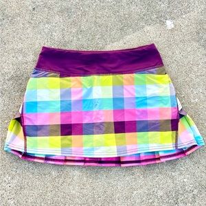 EUC Lululemon Run - Pace Setter Skirt Sea Check Multi / Plum